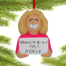 Personalized Braces On Girl Christmas Ornament