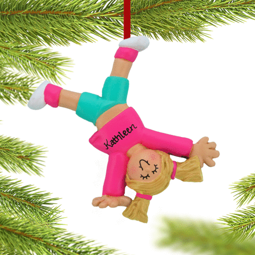 Personalized Tumbling or Cartwheel Girl Christmas Ornament