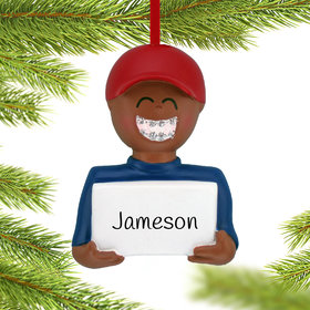 Personalized Braces On (Boy) Christmas Ornament