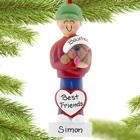 Personalized Dog Lover Boy Christmas Ornament