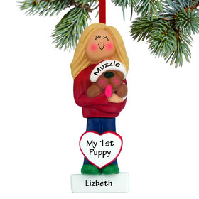 Personalized Dog Lover Girl Christmas Ornament