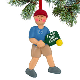 Personalized Pickleball Male Christmas Ornament