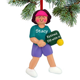 Personalized Pickleball Female Retirement Christmas Ornament
