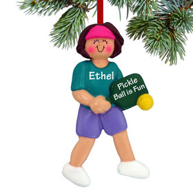 Personalized Pickleball Female Christmas Ornament
