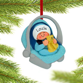 Personalized Baby Boy in Carrier Christmas Ornament