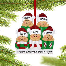 Personalized Head in Hands Family of 5 Christmas Ornament