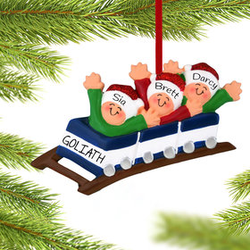 Personalized Roller Coaster Family of 3 Christmas Ornament