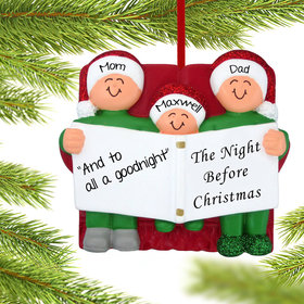 Personalized Night Before Christmas Family of 3 Christmas Ornament