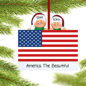 Personalized Patriotic Couple Christmas Ornament