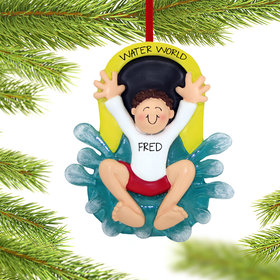 Personalized Water Slide Boy Christmas Ornament