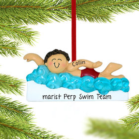 Personalized Learning to Swim Boy Christmas Ornament