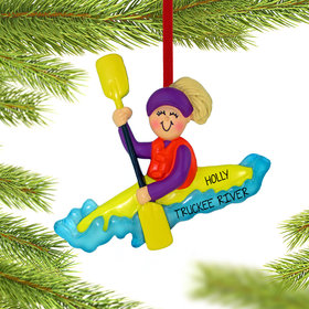 Personalized Kayaking Female Christmas Ornament