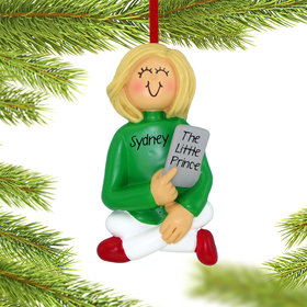 Personalized E-Reader Female Christmas Ornament