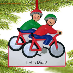 Personalized Bike Riding Couple Christmas Ornament