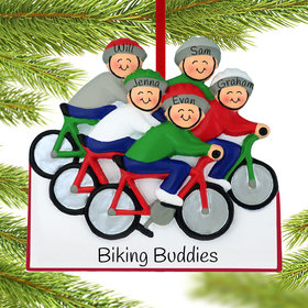 Personalized Bike Riding Family of 5 Christmas Ornament