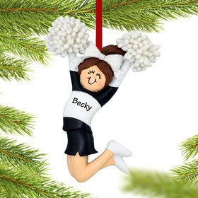 Personalized Cheerleader Black and White Uniform Christmas Ornament