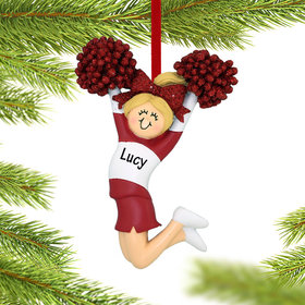 Personalized Cheerleader Red and White Uniform Christmas Ornament