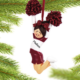 Personalized Cheerleader Red and White Uniform Christmas Ornament