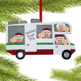 Personalized RV Motor Home Family of 4 Christmas Ornament