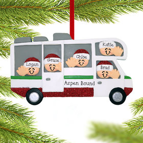 Personalized RV Motor Home Family of 5 Christmas Ornament