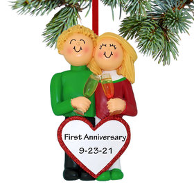 Personalized Anniversary Couple Christmas Ornament