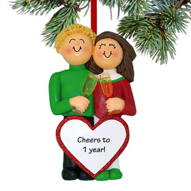 Personalized First Anniversary Couple Christmas Ornament