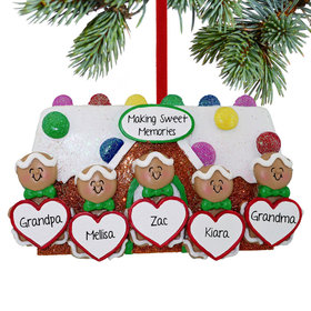 Gingerbread Family of 5 Grandparents Christmas Ornament