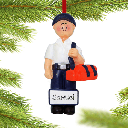 Personalized EMT Male Christmas Ornament