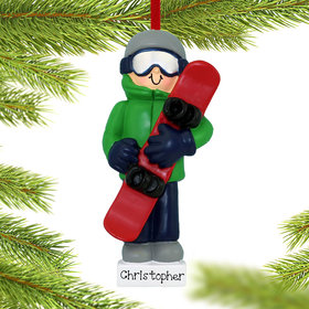 Personalized Snowboarding Boy Christmas Ornament