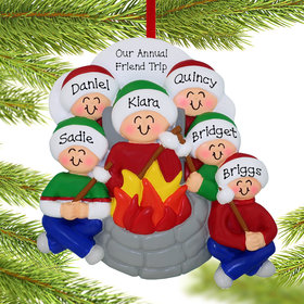 Personalized Firepit Family of 6 Christmas Ornament