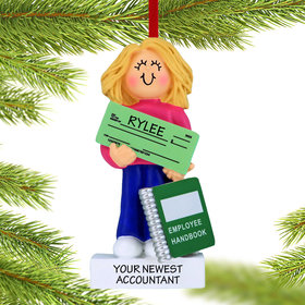 Personalized New Job Girl Christmas Ornament