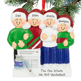 Personalized Vaccine Family of 4 Christmas Ornament