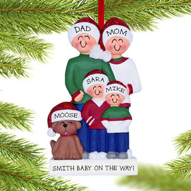Expecting Family Of 4 With Brown Dog Christmas Ornament