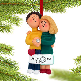 Personalized Engagement Couple Hugging Each Other Christmas Ornament