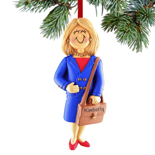 Personalized Business Female Christmas Ornament