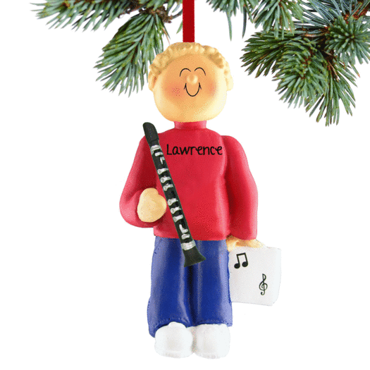 Personalized Clarinet Player Male Christmas Ornament
