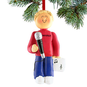 Personalized Singer with Microphone Male Christmas Ornament