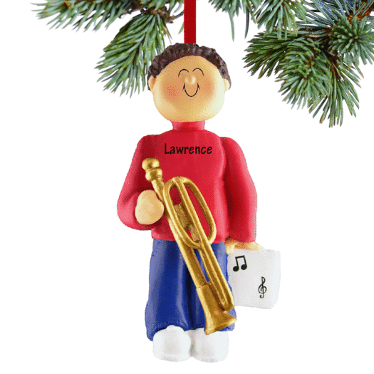Personalized Trombone Player Male Christmas Ornament