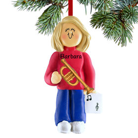 Personalized Trumpet Player Female Christmas Ornament