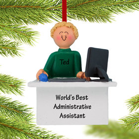 Personalized Computer Male Administrative Assistant Christmas Ornament