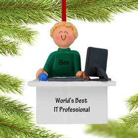 Personalized IT Professional Male Christmas Ornament