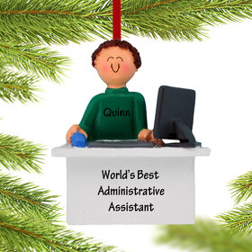 Personalized Computer Male Administrative Assistant Christmas Ornament