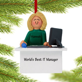 Personalized Computer Female Christmas Ornament