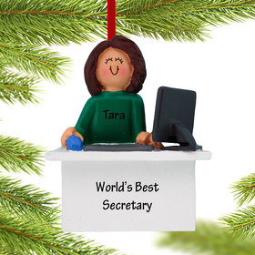 Personalized Computer Female Secretary Christmas Ornament