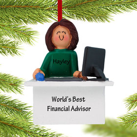 Personalized Financial Advisor Female Christmas Ornament