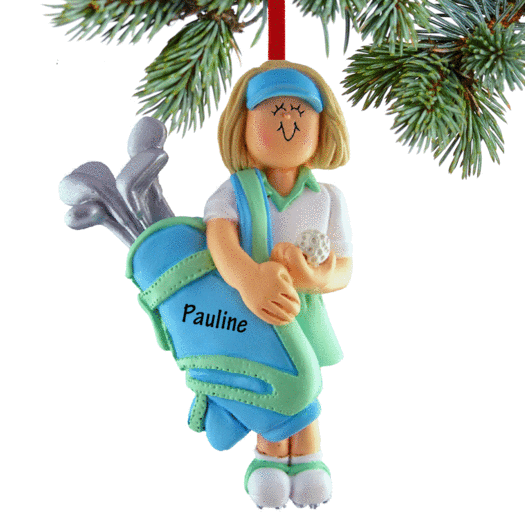 Personalized Golfer Female Christmas Ornament