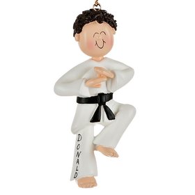 Personalized Karate Male Christmas Ornament
