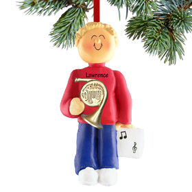 Personalized French Horn Player Male Christmas Ornament