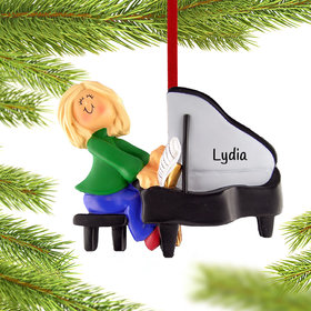 Personalized Piano Player Female Christmas Ornament