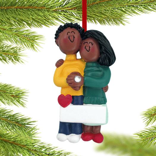 Engagement Couple Christmas Ornament